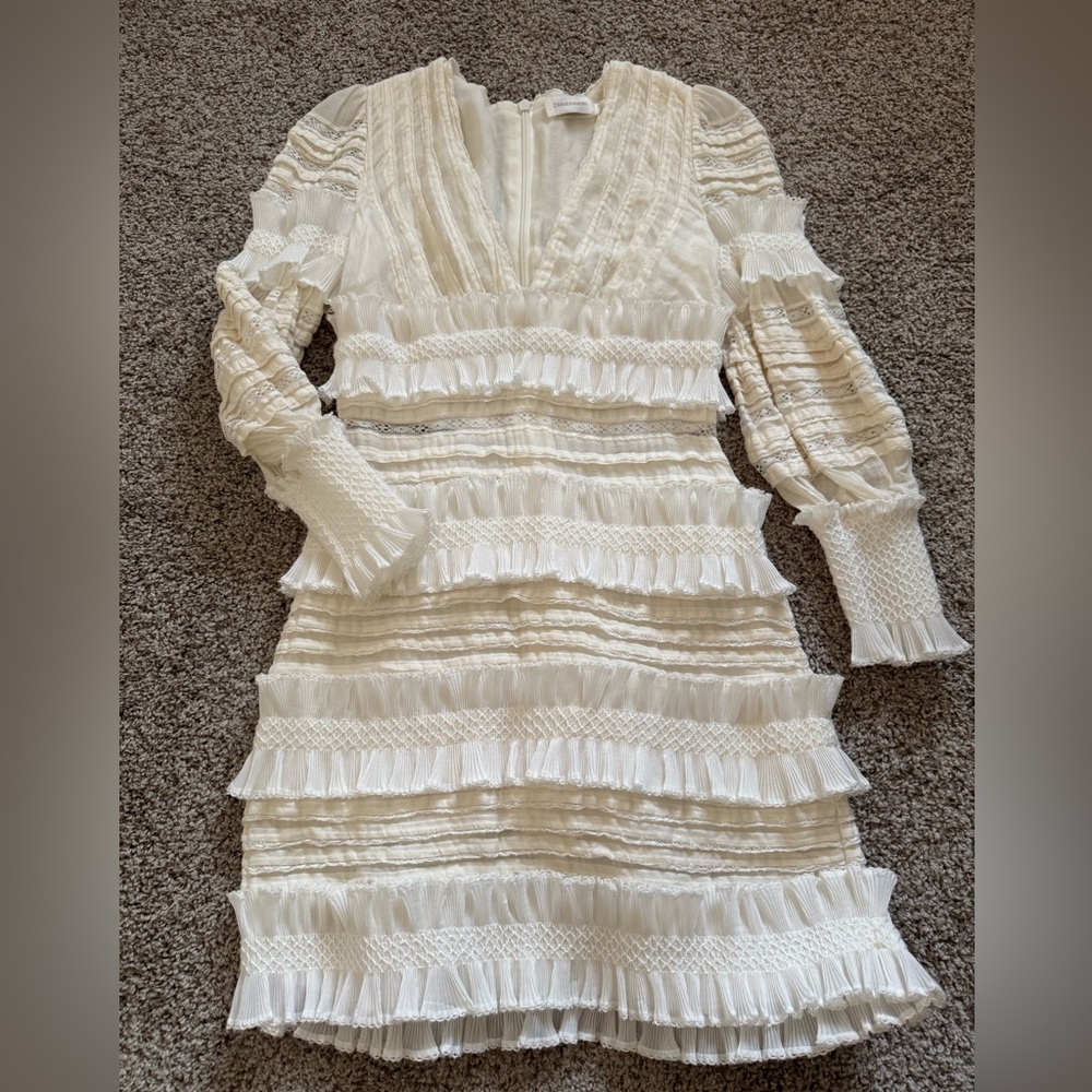 Zimmermann Elegant Cream Ruffled Dress